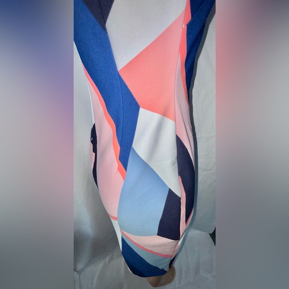 Vince Camuto  Printed Sheath Dress in Pink, Blue, and White - Picture 13 of 13